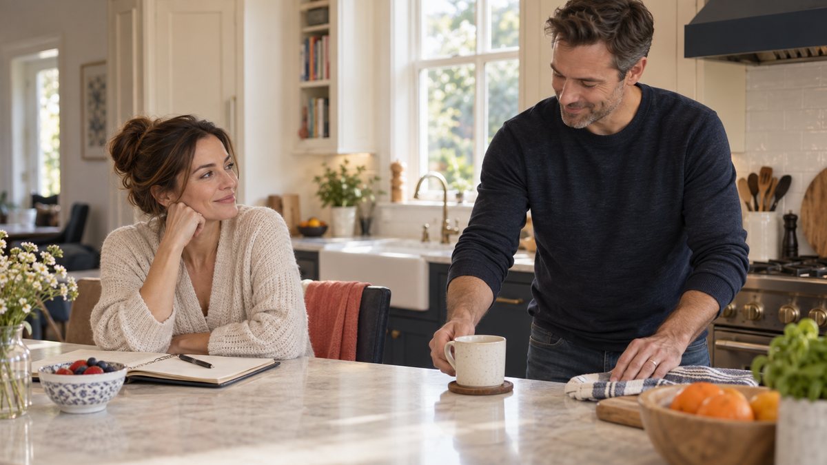Wife noticing a small everyday effort made by her husband
